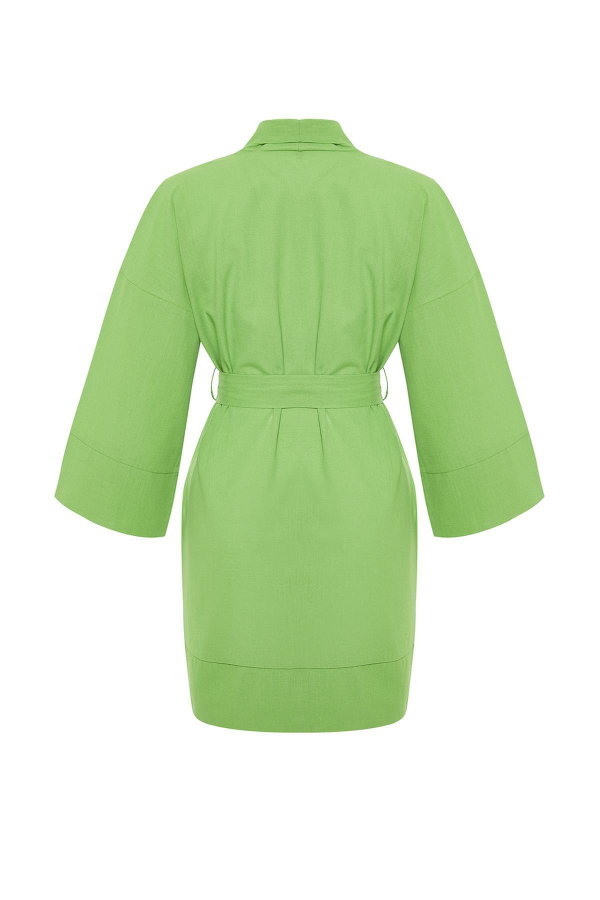 Green Woven Beach Kimono TBESS23KM00080, , large image number 6