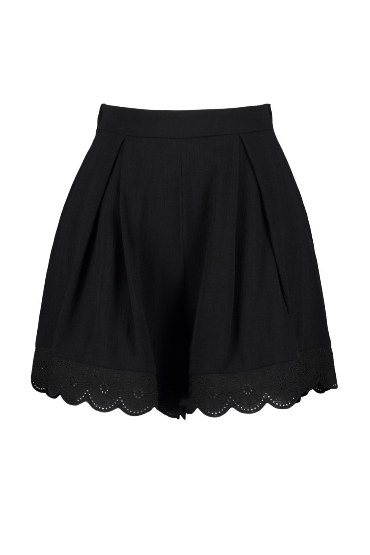 Black High Waist Straight Shorts, , large image number 5