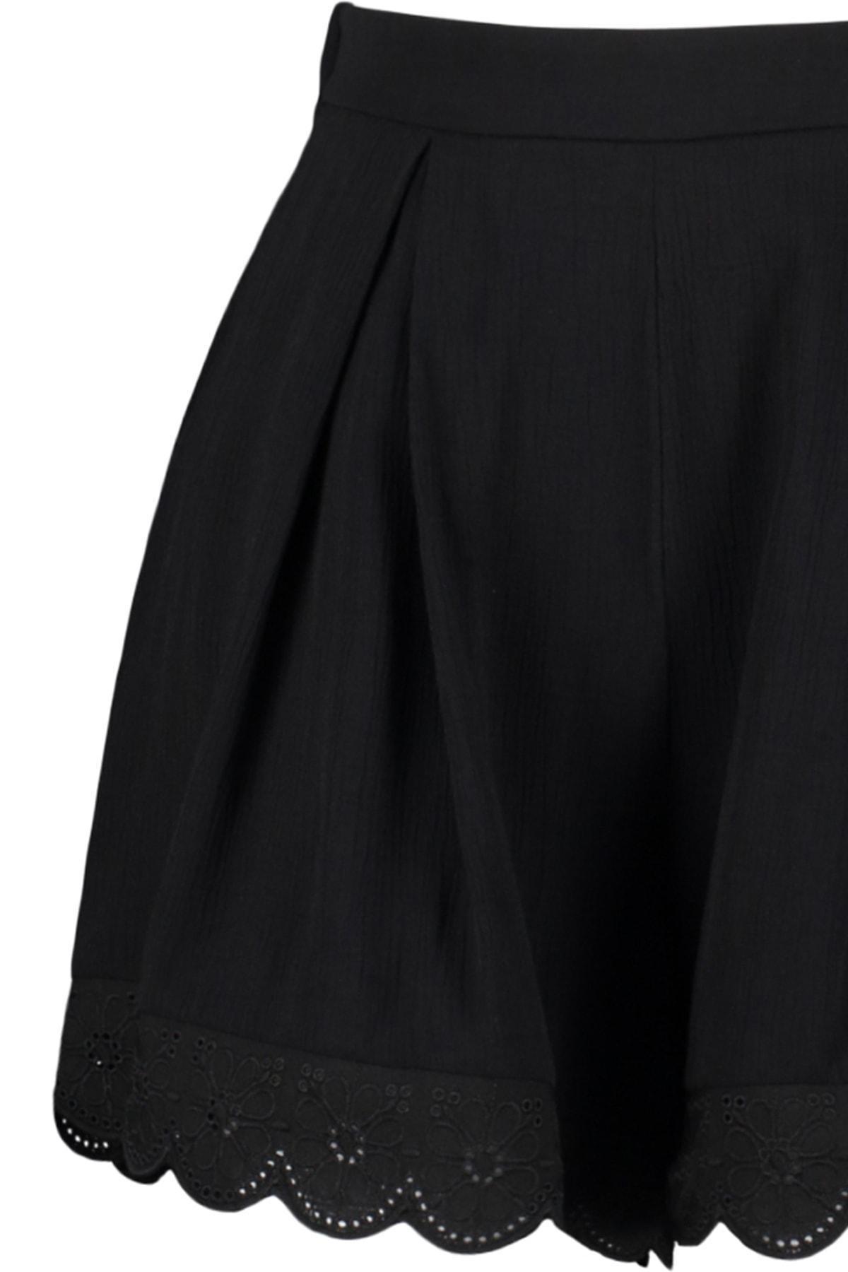 Black High Waist Straight Shorts, , large image number 6