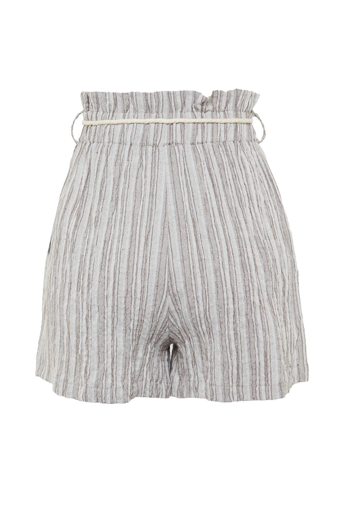 Multicolour High Waist Straight Shorts, Multicolor, large image number 6