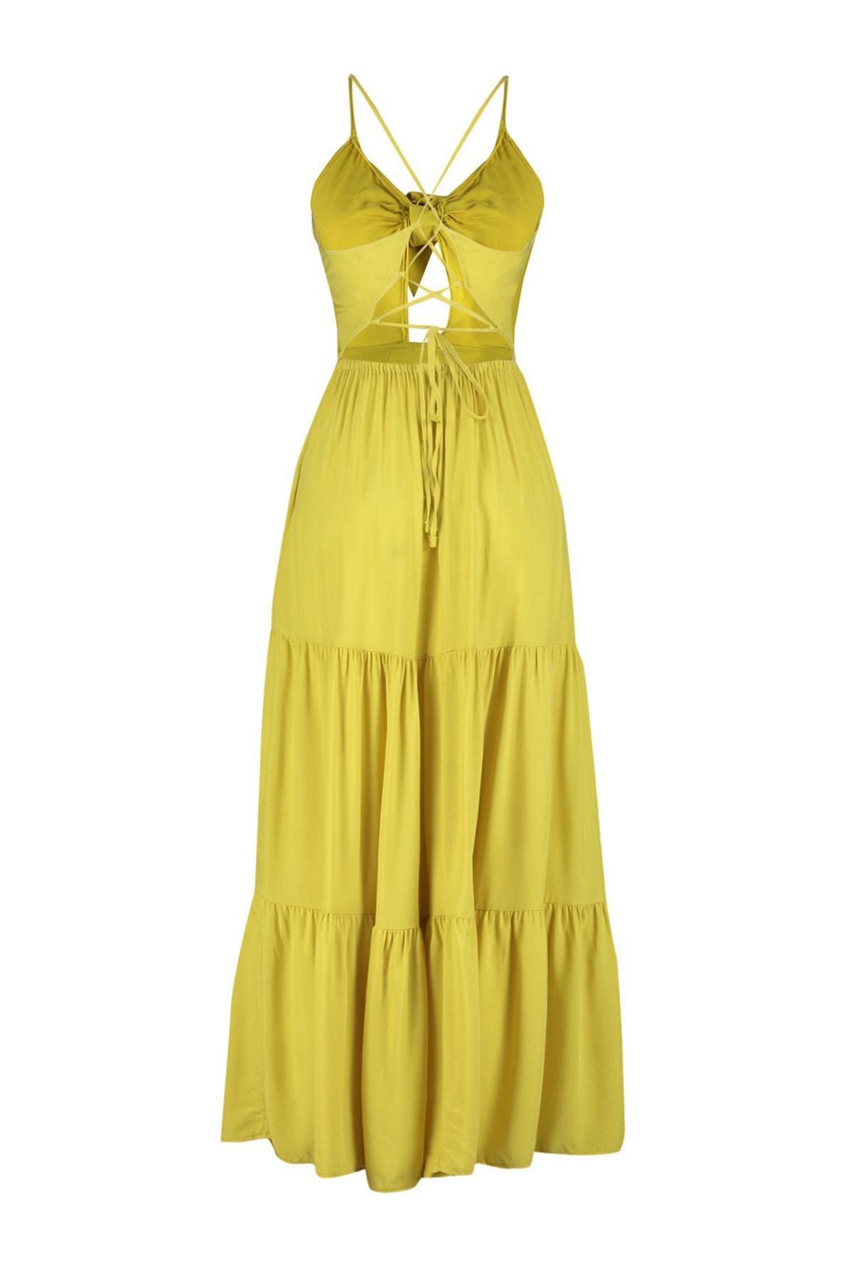 Green V-Neck Smock Dress, , large image number 7