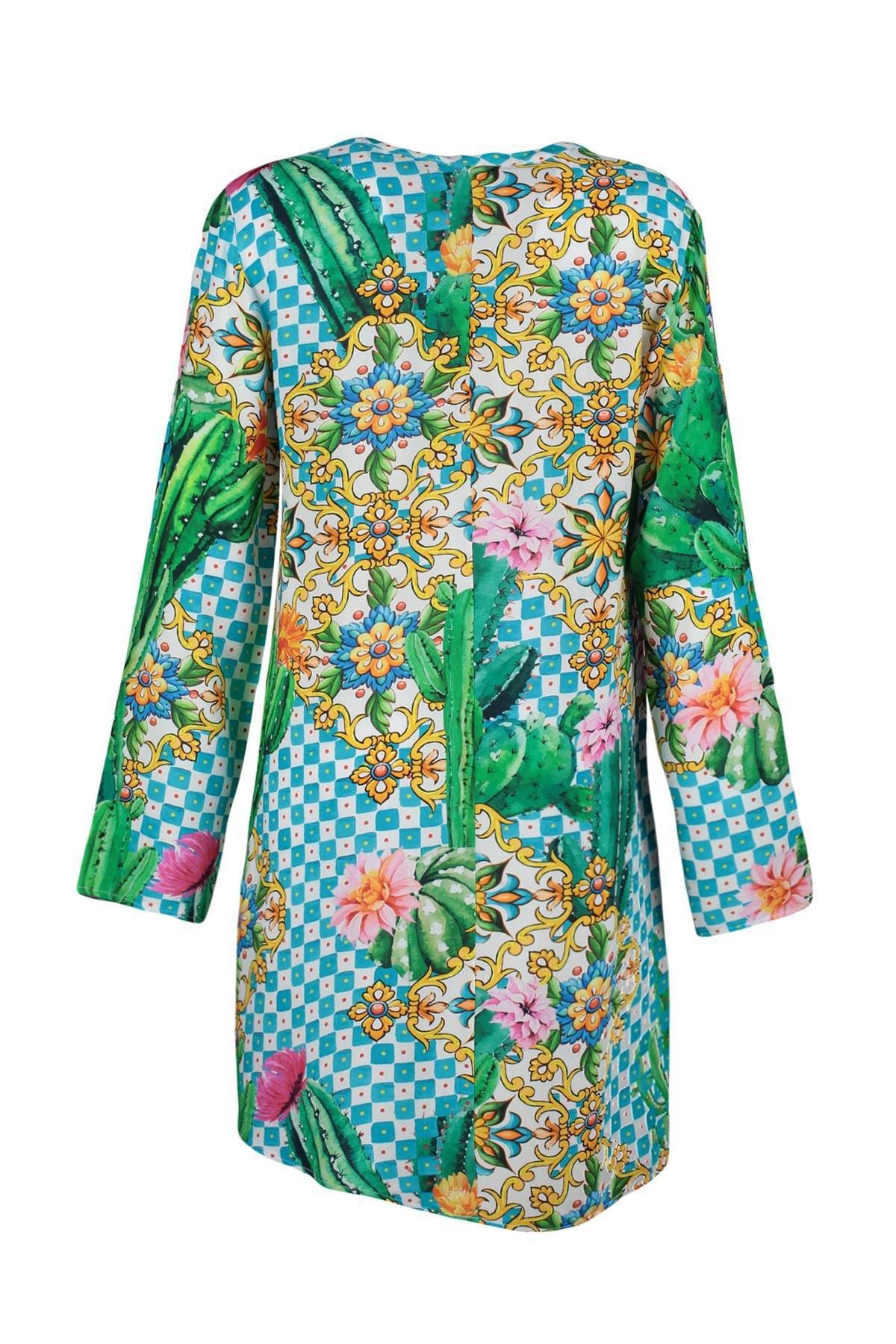Multicolour V-Neck Shirt Dress, , large image number 6