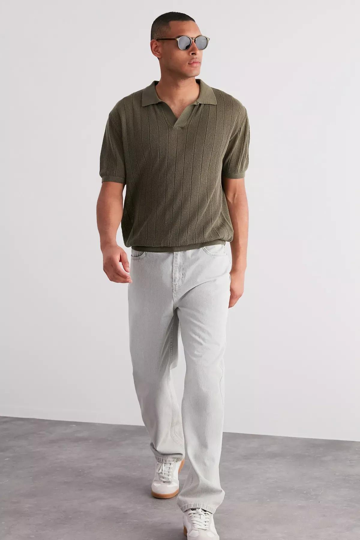 تيشيرت مُحاك بإصدار محدود بقصة مريحة، كاكي, Khaki, large image number 1