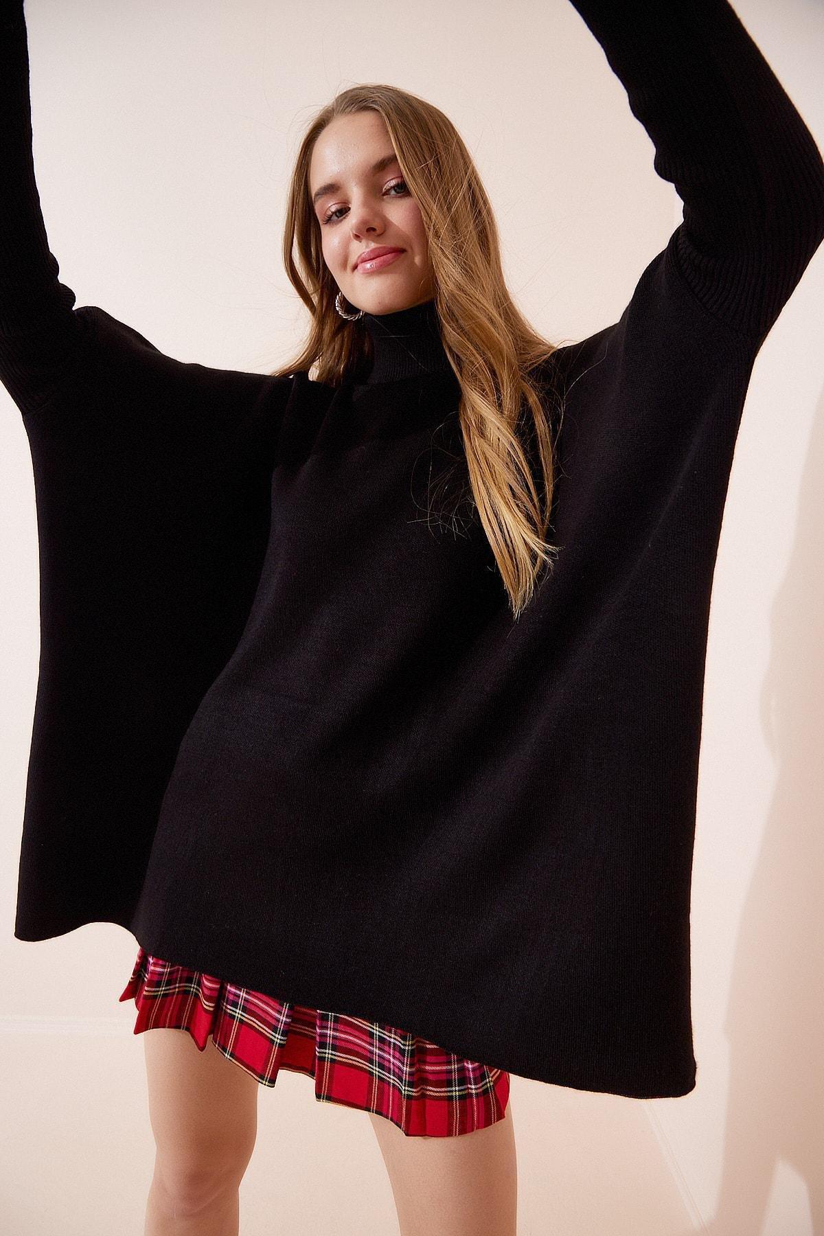 Black Turtleneck Oversize Sweater, , large image number 0