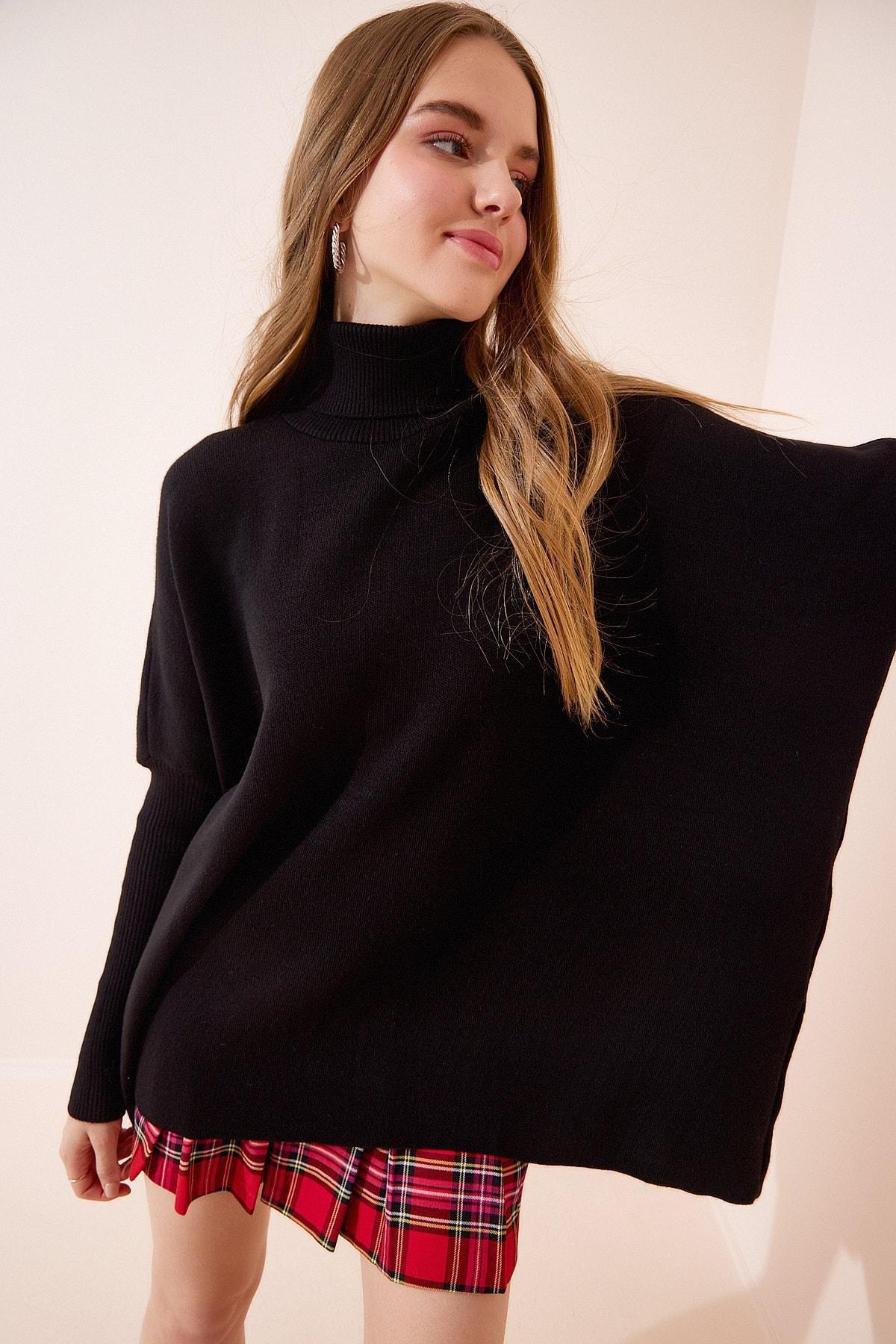Black Turtleneck Oversize Sweater, , large image number 2