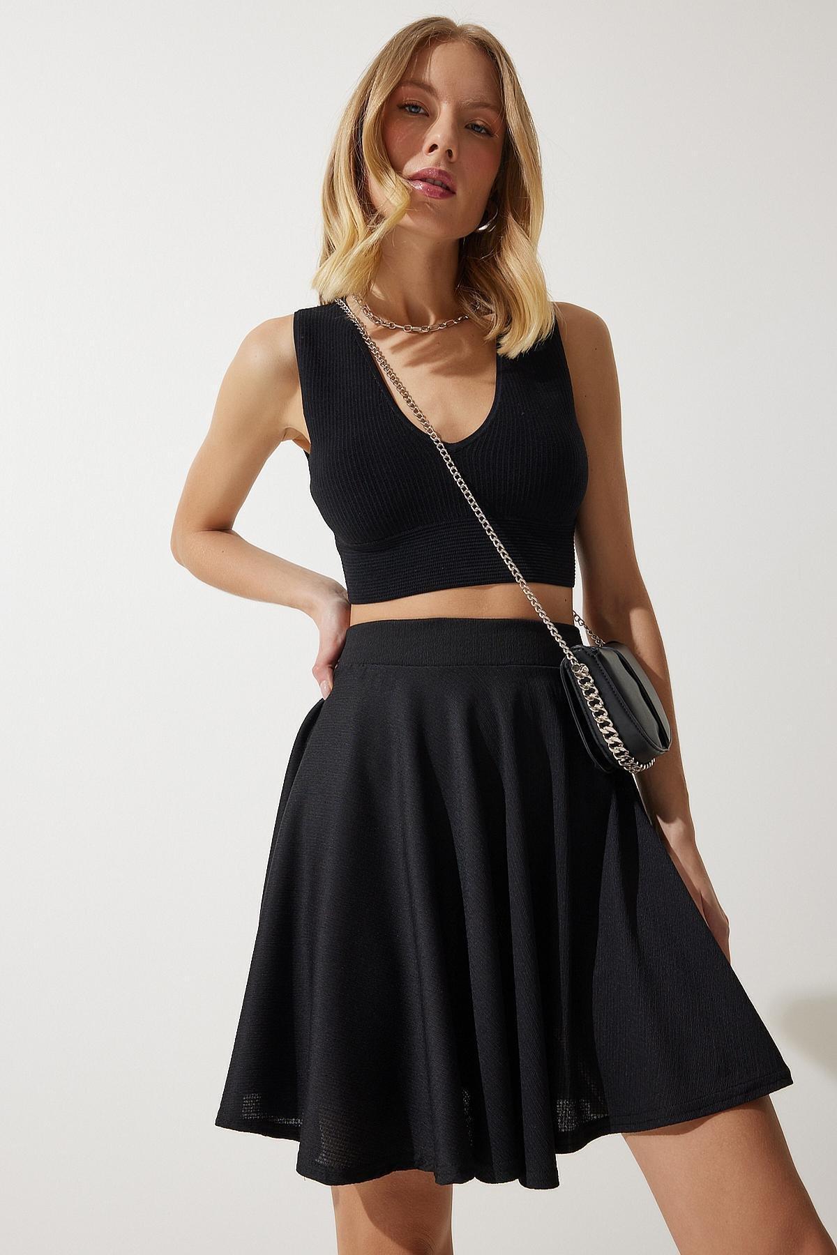 Black Pleated Mini Skirt, , large image number 2