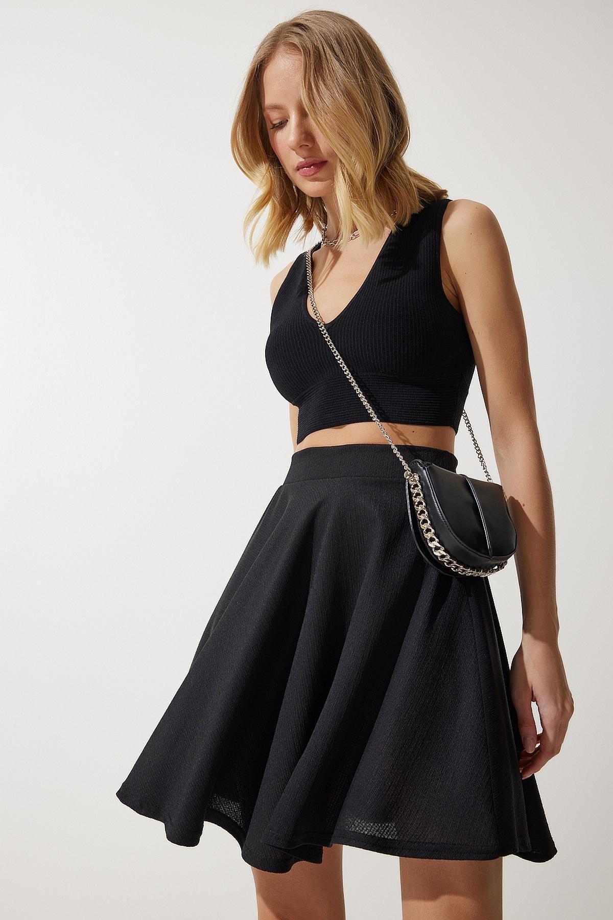 Black Pleated Mini Skirt, , large image number 3