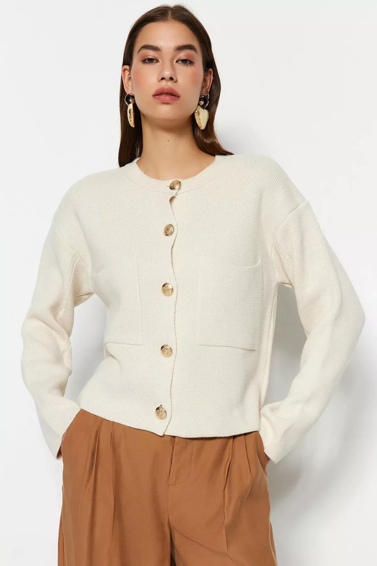 Ecru Regular Cardigan, , large image number 1