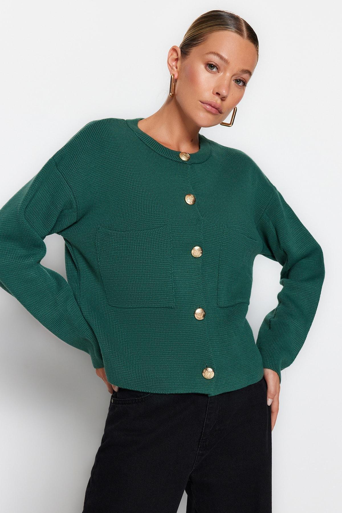 Green Regular Cardigan, , large image number 1