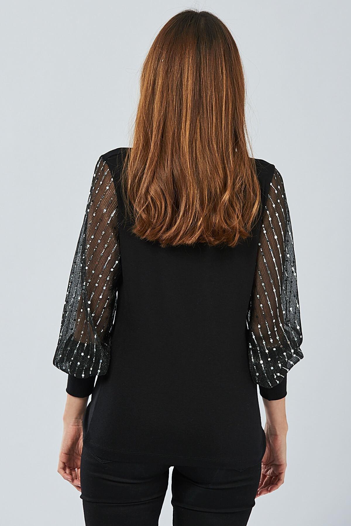 Black V-Neck Blouse, BLACK, medium