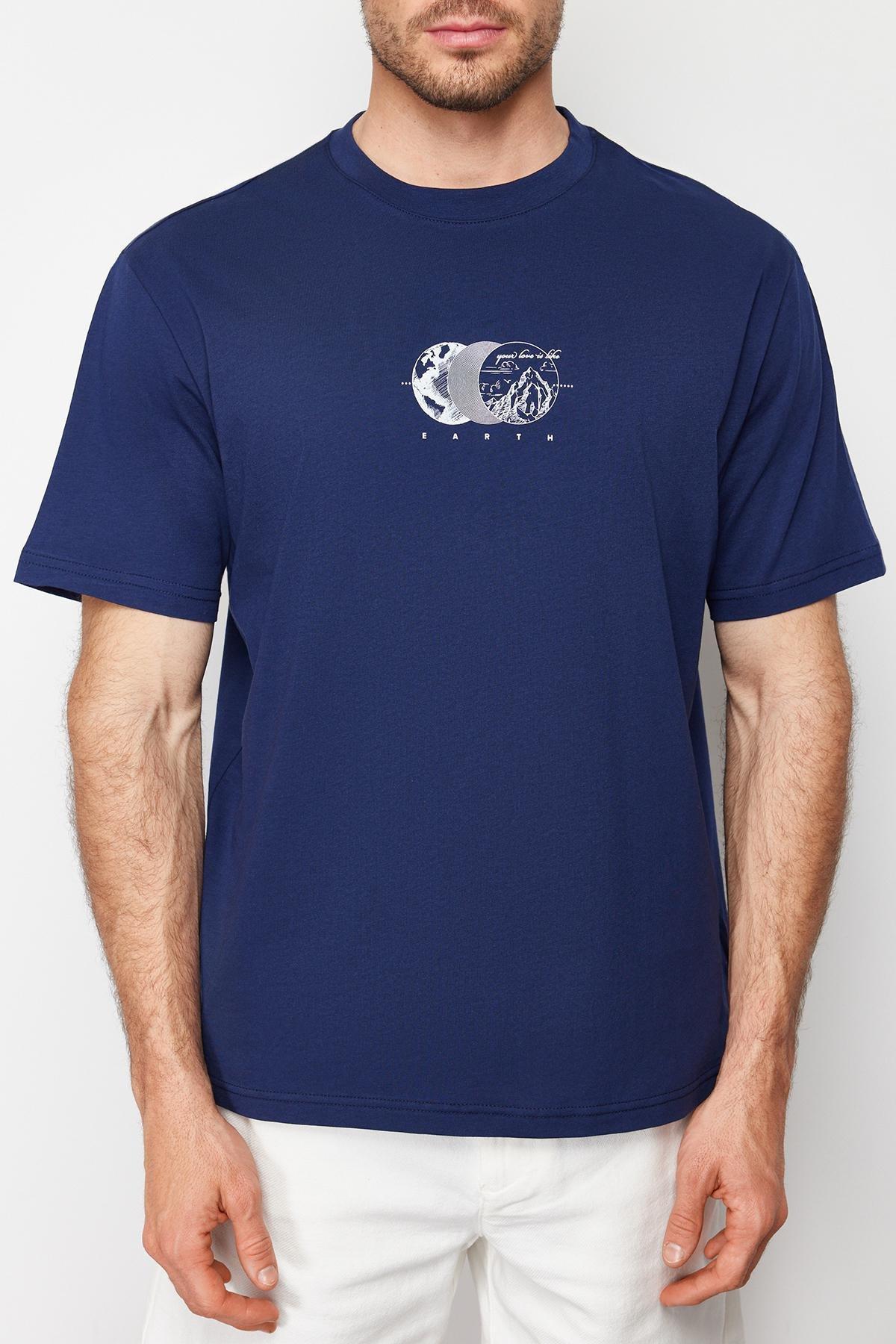 Navy Printed T-Shirt, , large image number 2