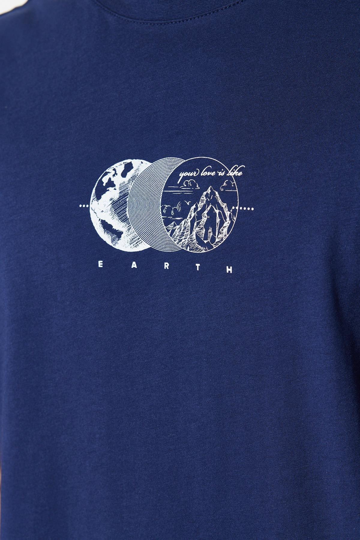 Navy Printed T-Shirt, , large image number 3