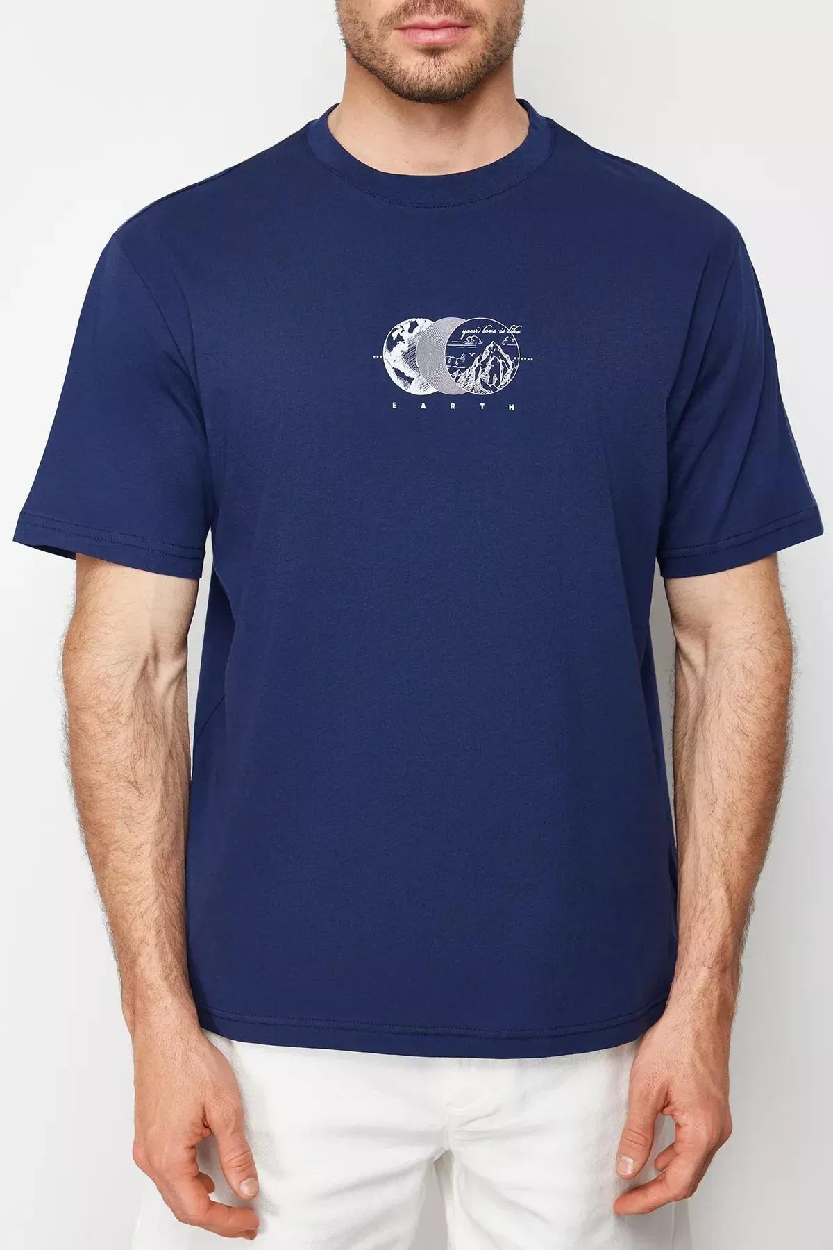 Navy Printed T-Shirt, , large image number 3