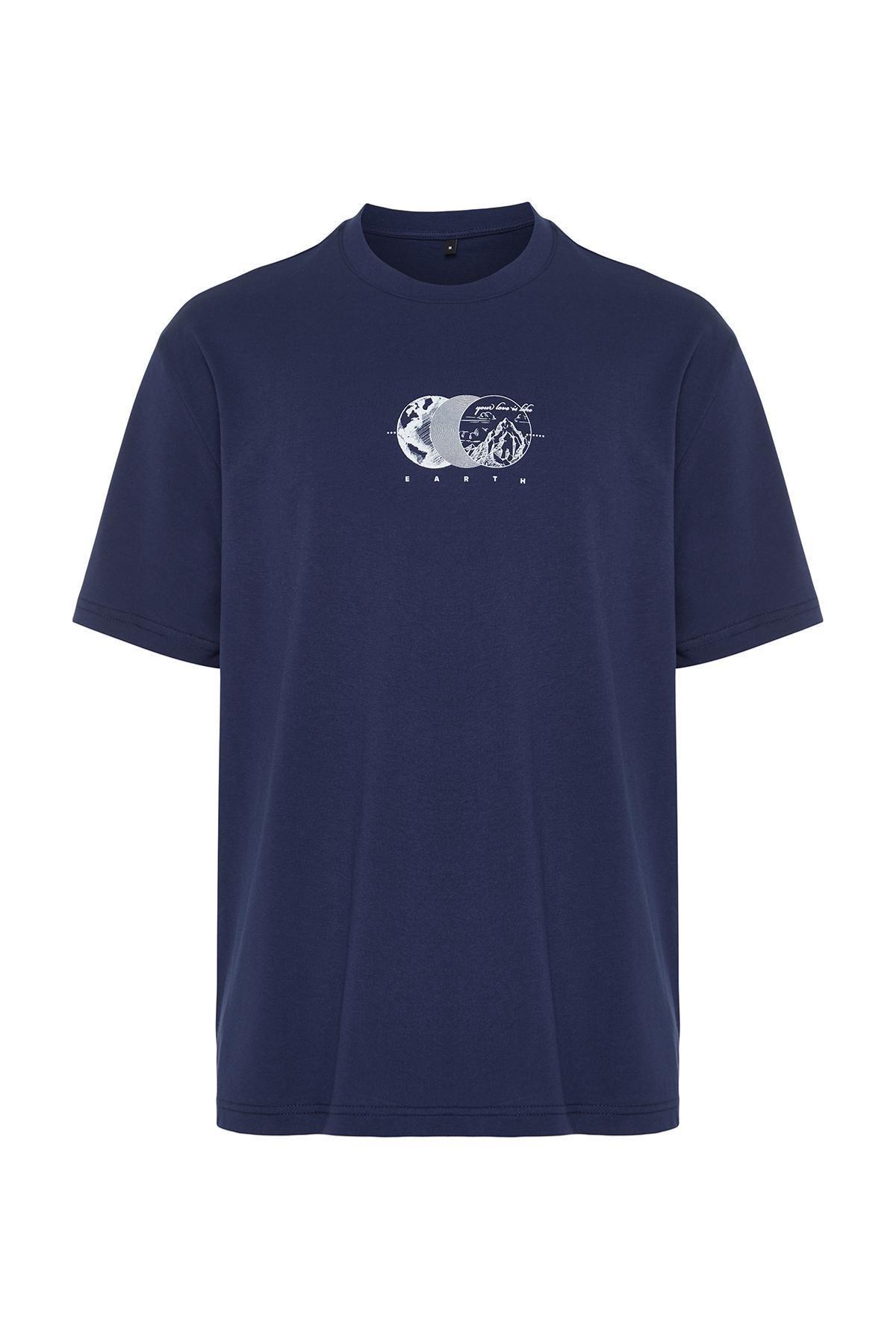 Navy Printed T-Shirt, , large image number 4