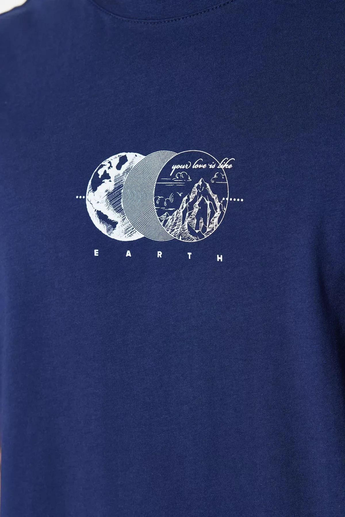 Navy Printed T-Shirt, , large image number 4