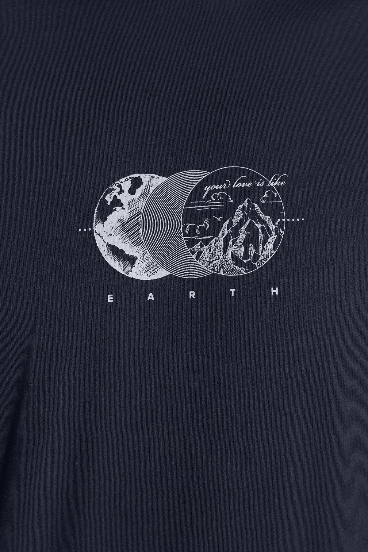 Black Relaxed Print Cotton T-Shirt, , large image number 6