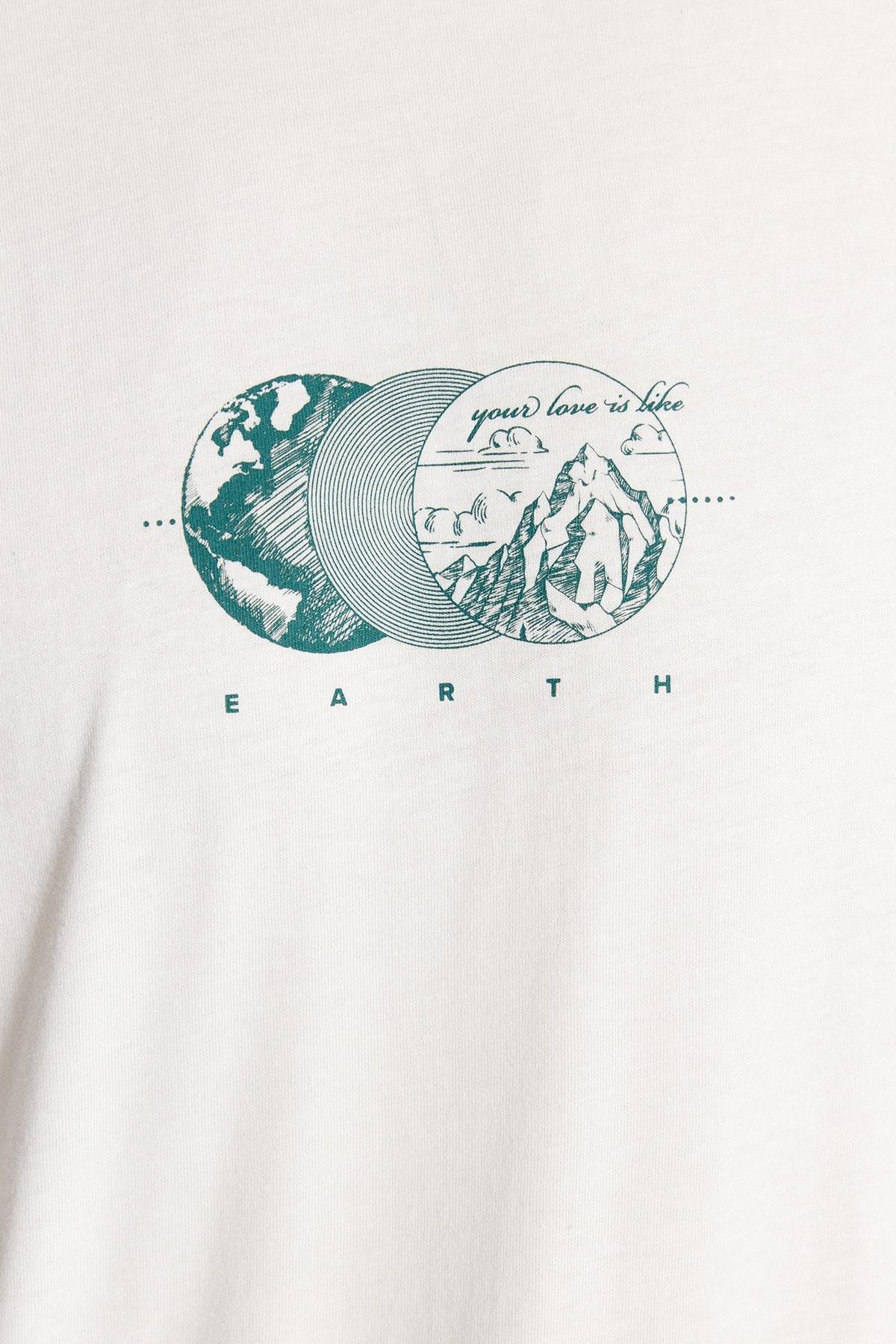 Cream Printed Relaxed T-Shirt, , large image number 5