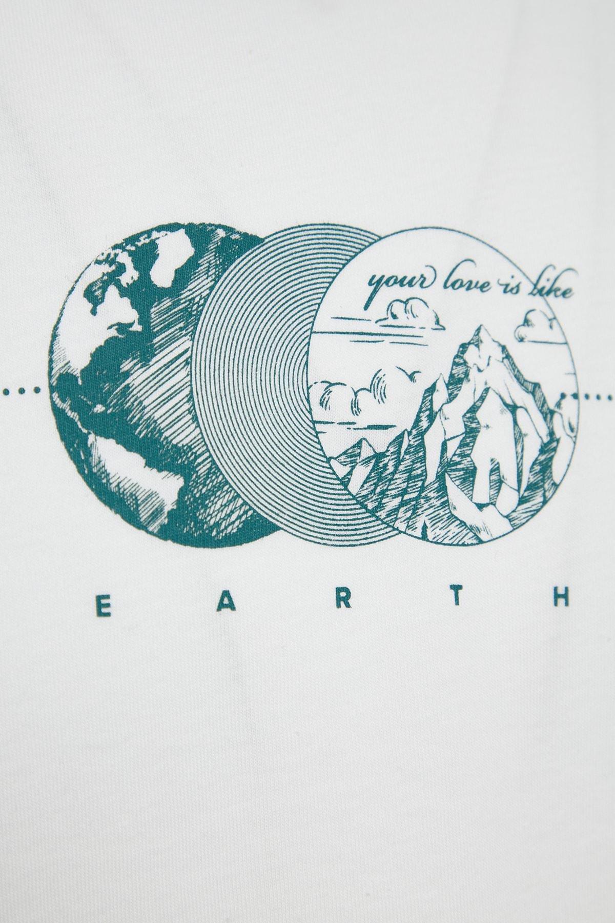Cream Printed Relaxed T-Shirt, , large image number 6
