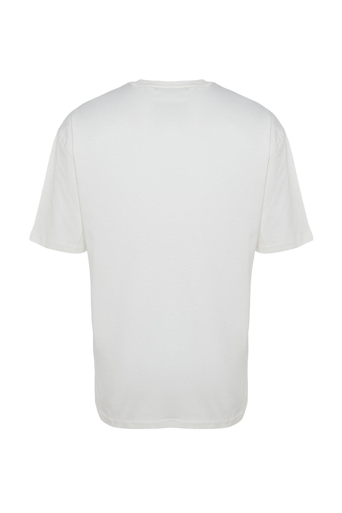 Cream Printed Relaxed T-Shirt, , large image number 7