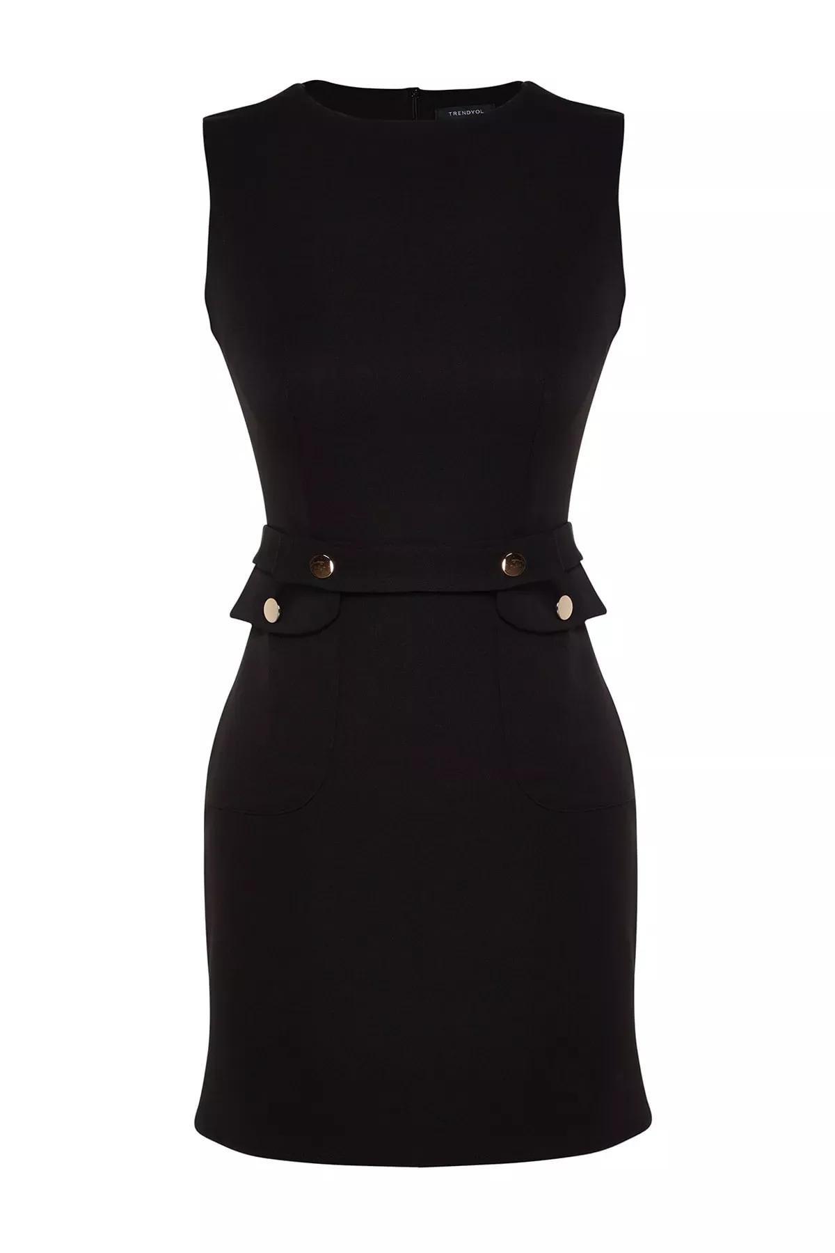 Black Crew Neck Bodycon Dress, , large image number 5
