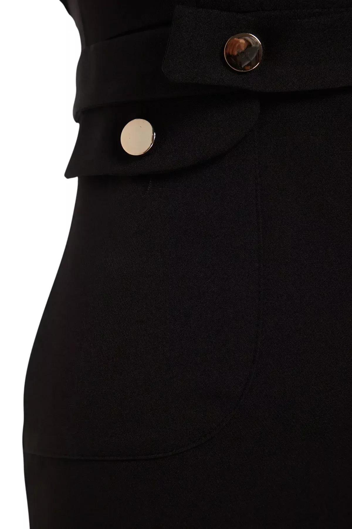 Black Crew Neck Bodycon Dress, , large image number 6