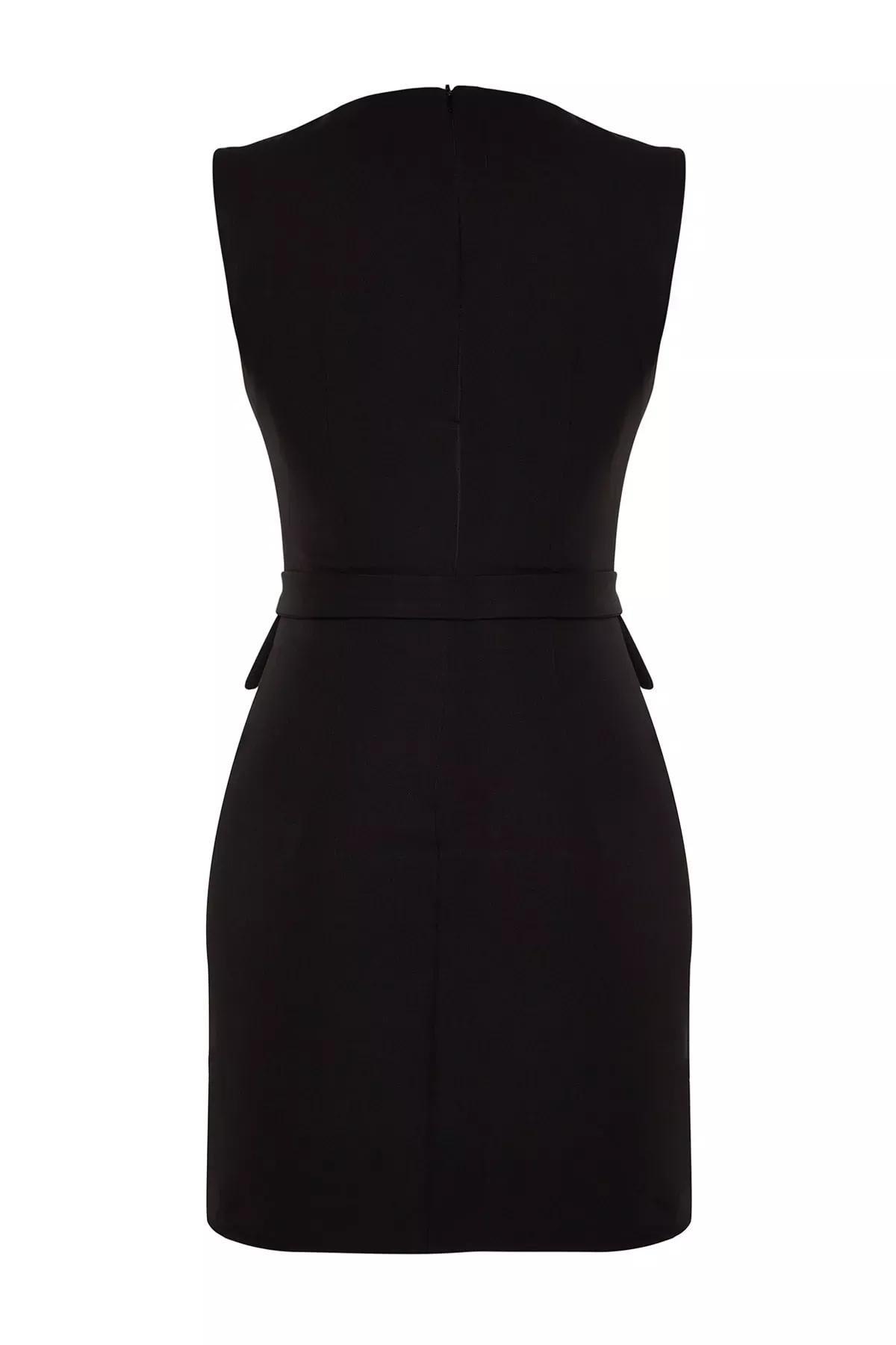 Black Crew Neck Bodycon Dress, , large image number 7