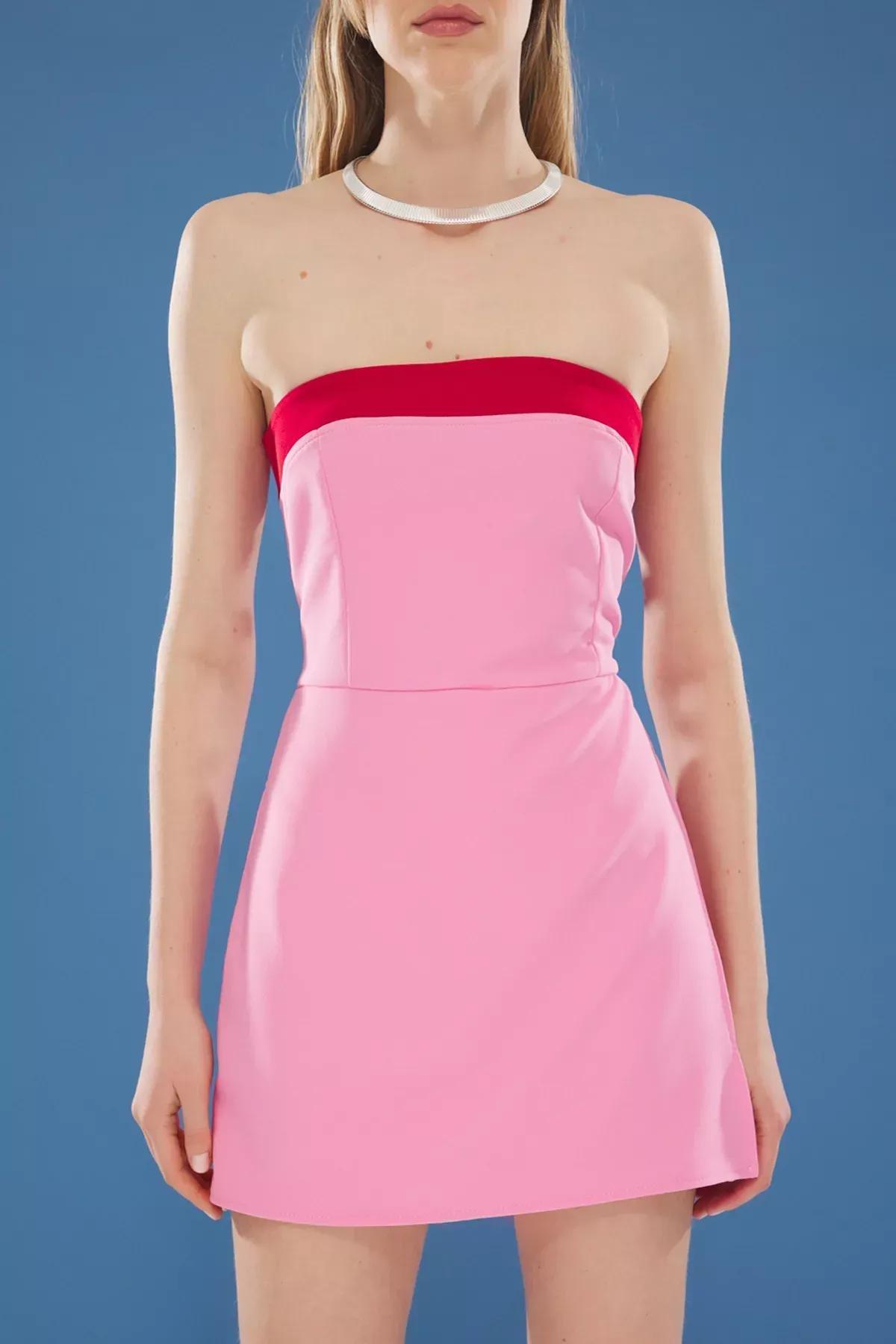 Pink Strapless Color Block Jumpsuit, , large image number 2