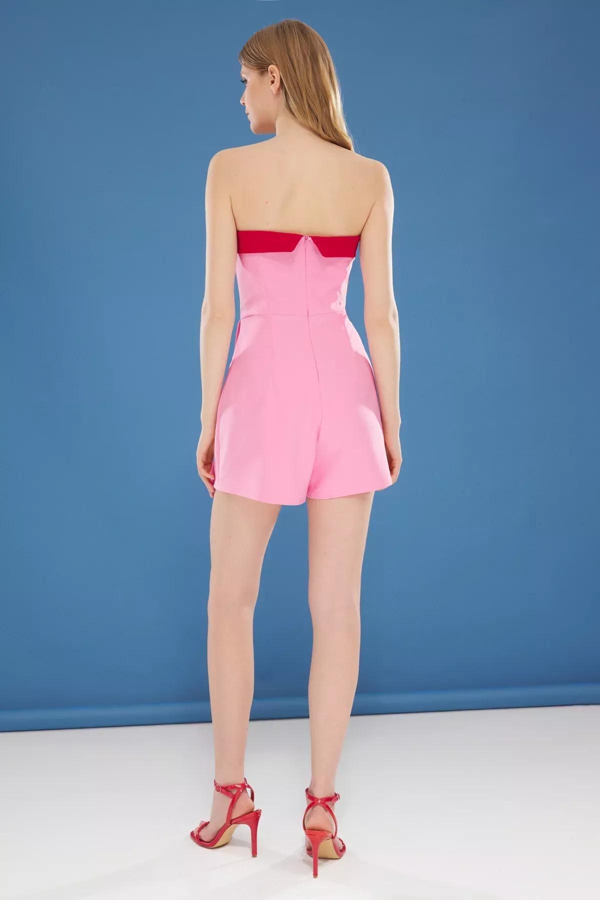 Pink Strapless Color Block Jumpsuit, , large image number 4