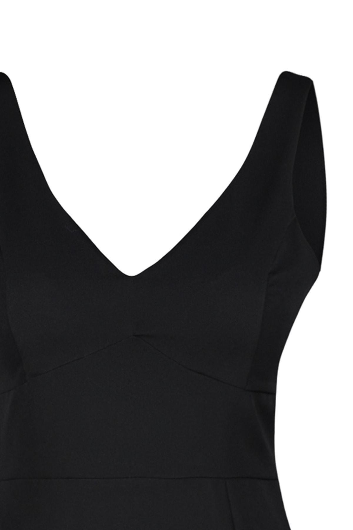 Black V-Neck Bodycon Dress, Black, large image number 6
