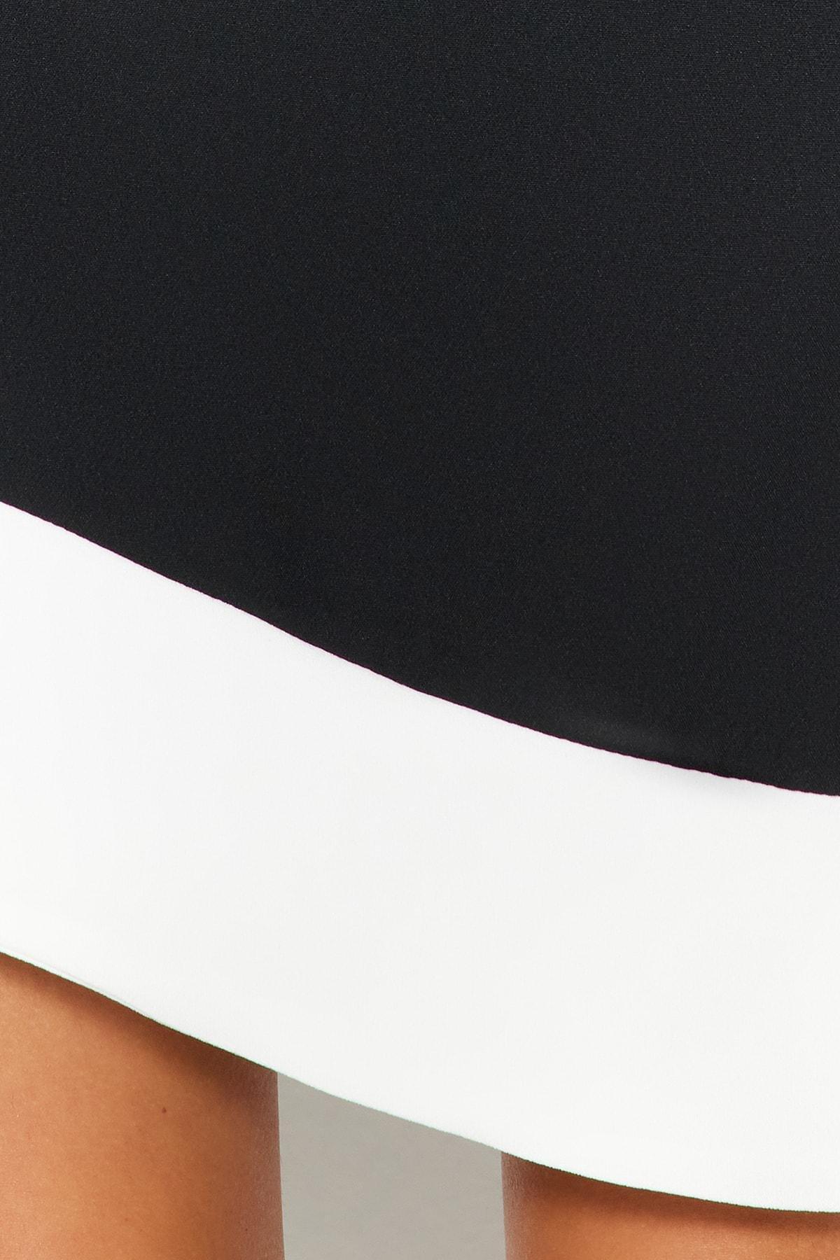 Black Colour block Square Collar Bodycon Dress, , large image number 4