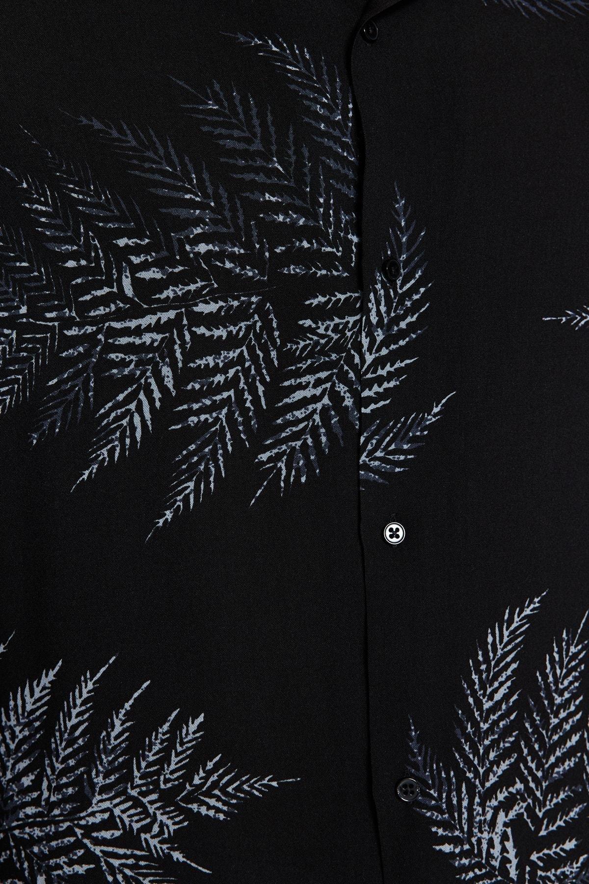 Black Patterned Summer Flowy Shirt, , large image number 3