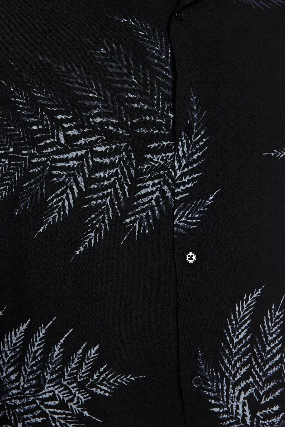 Black Patterned Summer Flowy Shirt, Black, large image number 3