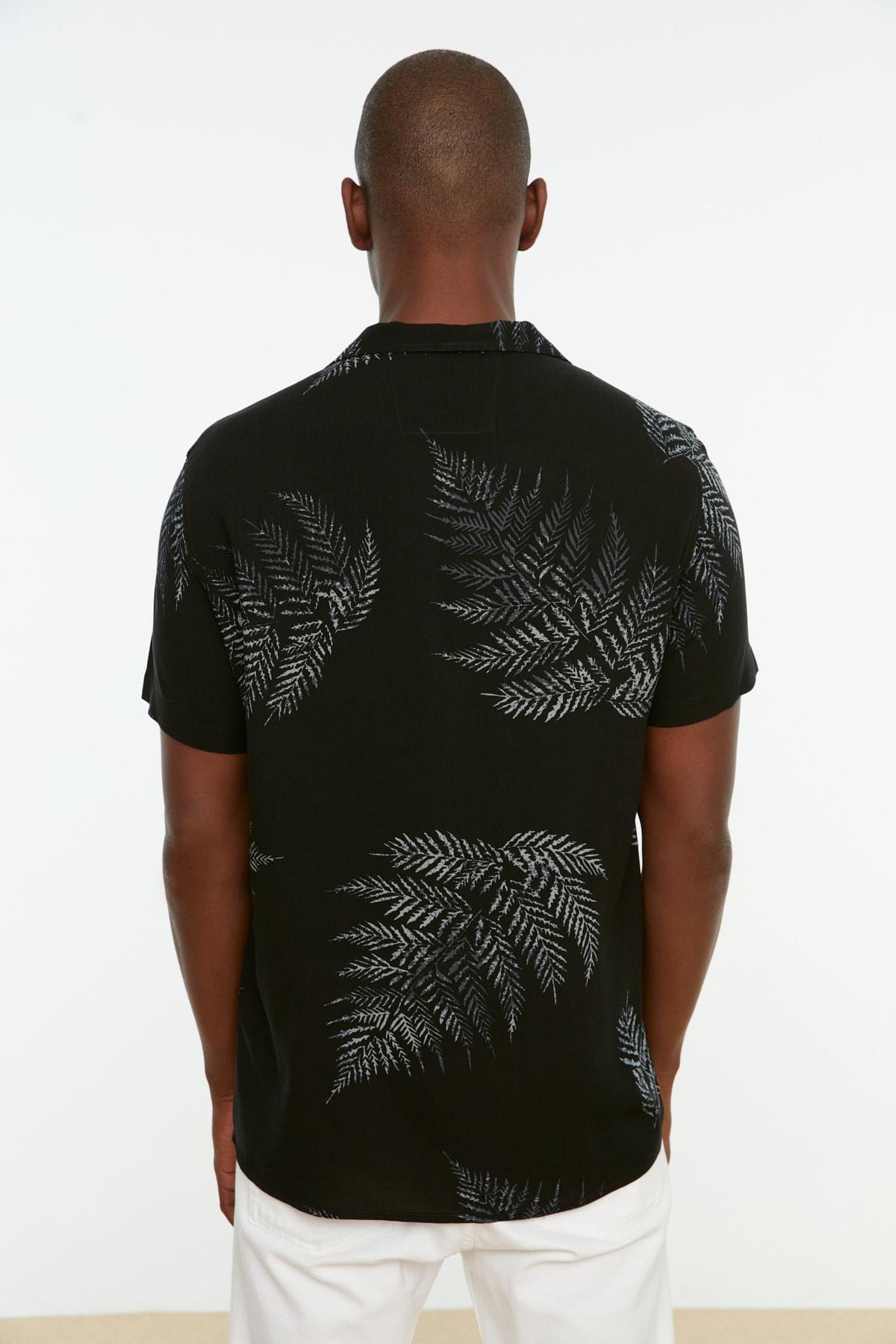 Black Patterned Summer Flowy Shirt, Black, large image number 5