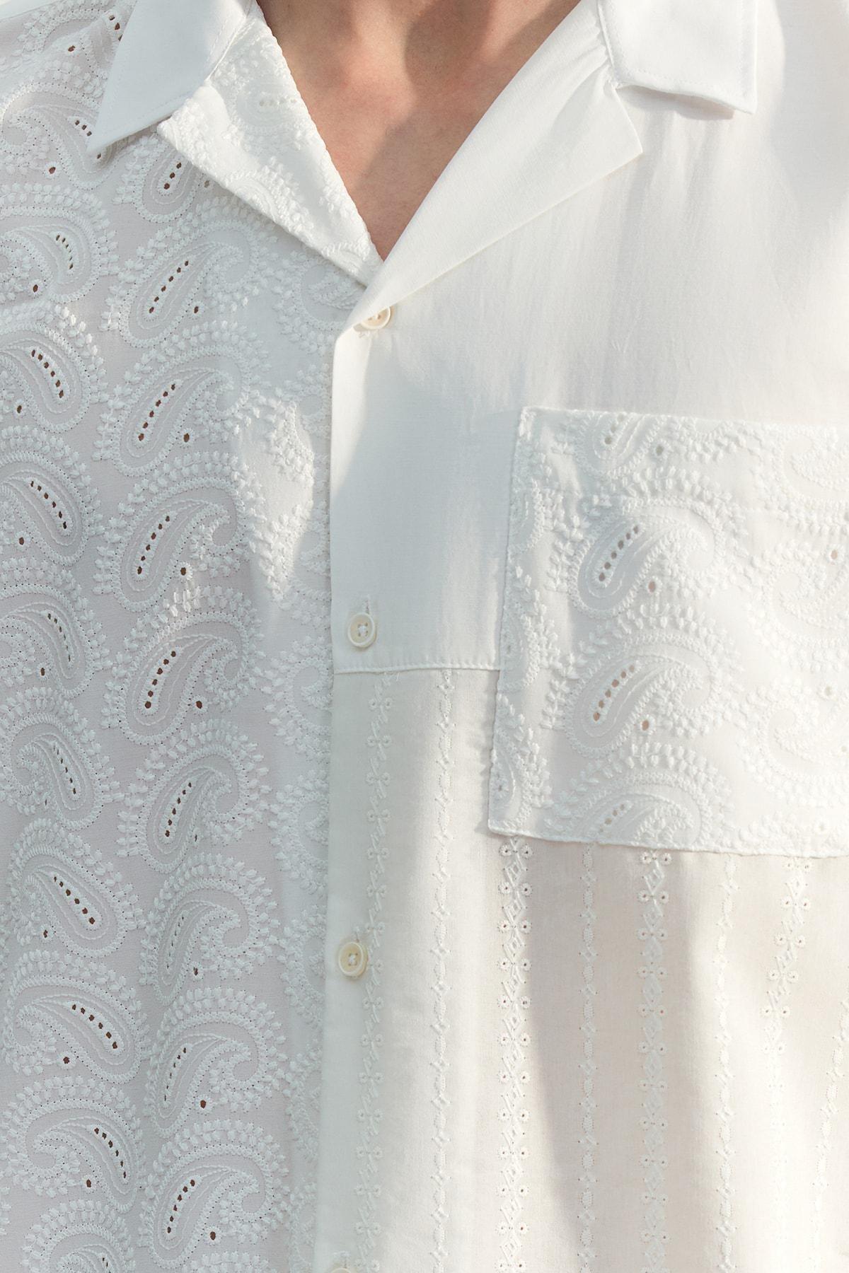 White Pattern Oversize Shirt, , large image number 2