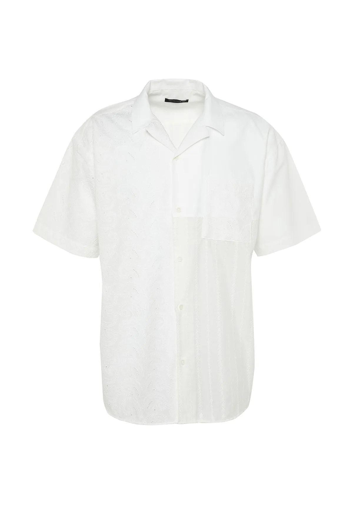 White Pattern Oversize Shirt, , large image number 5