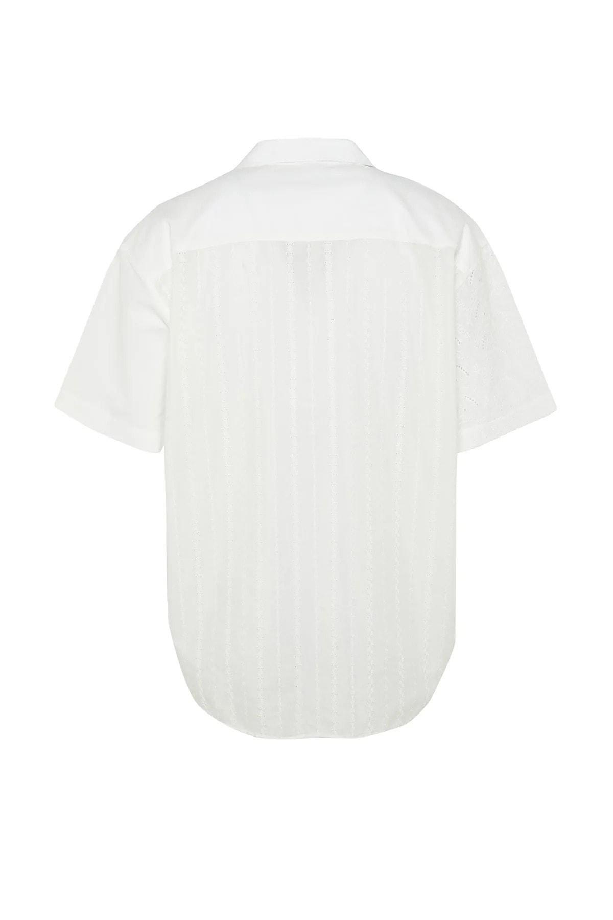 White Pattern Oversize Shirt, , large image number 6