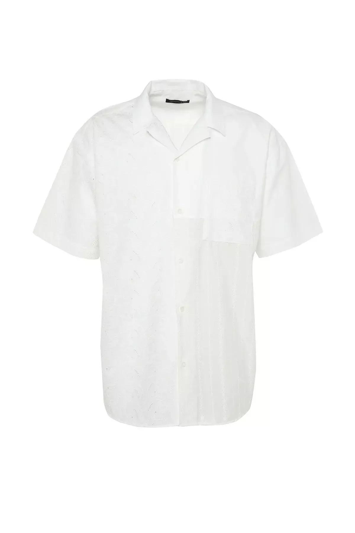 White Pattern Oversize Shirt, White, large image number 10
