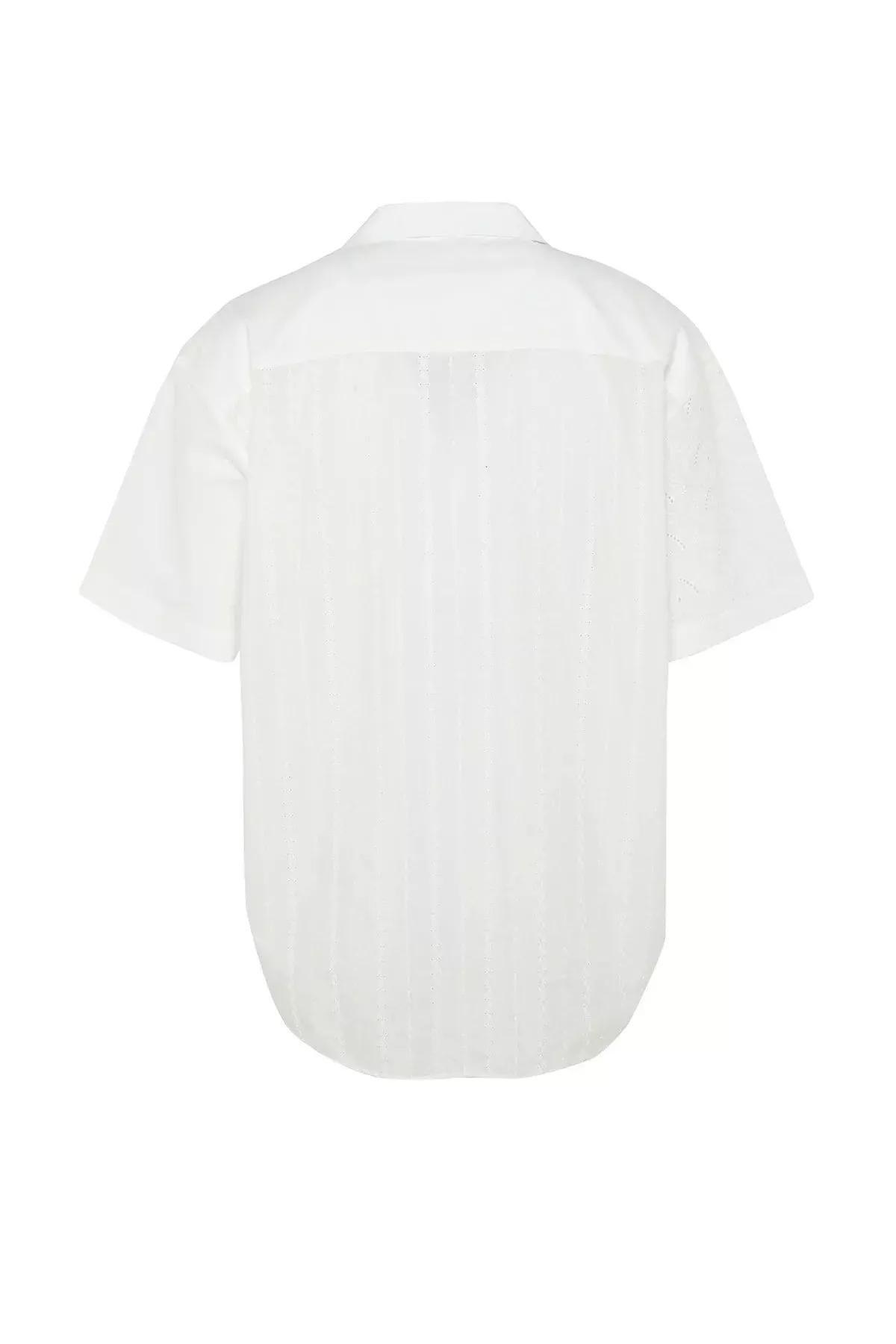 White Pattern Oversize Shirt, White, large image number 12