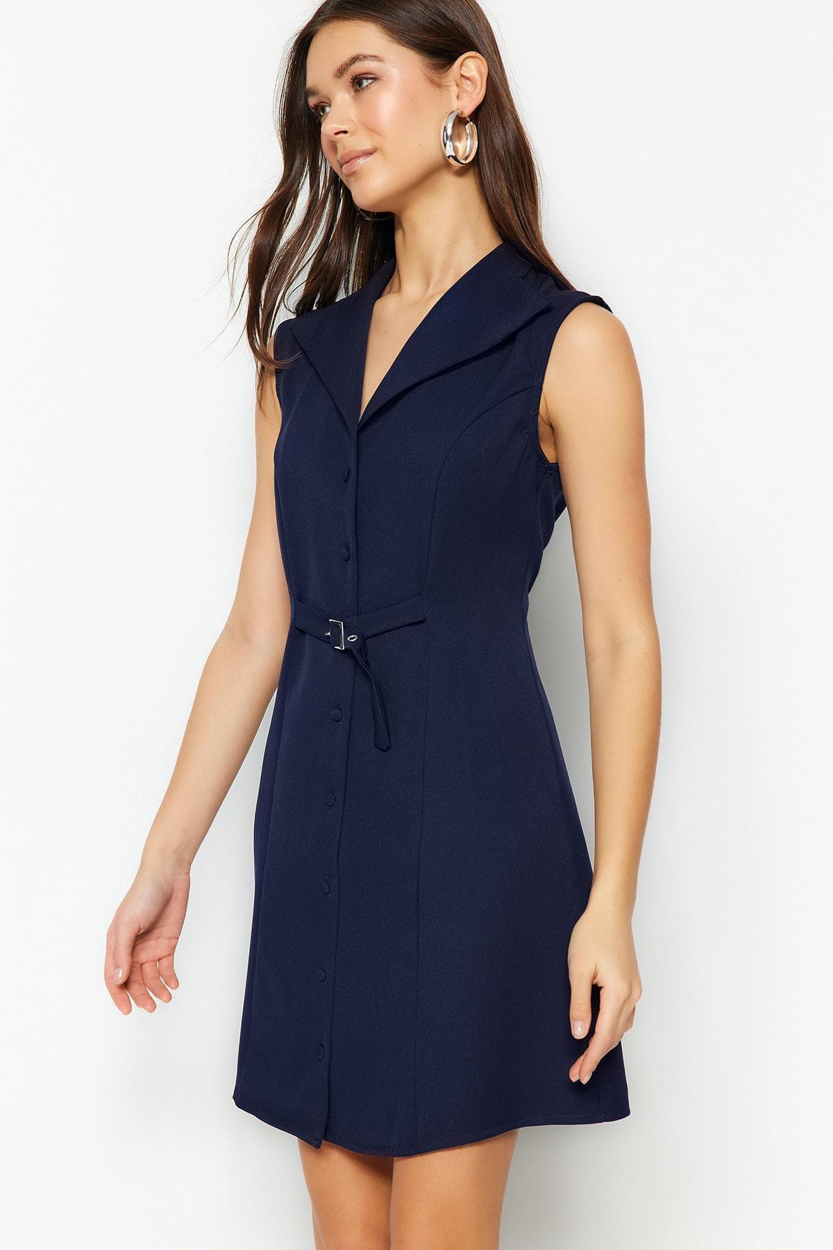 Navy Cache-Coeur Blazer Dress, Dark blue, large image number 0