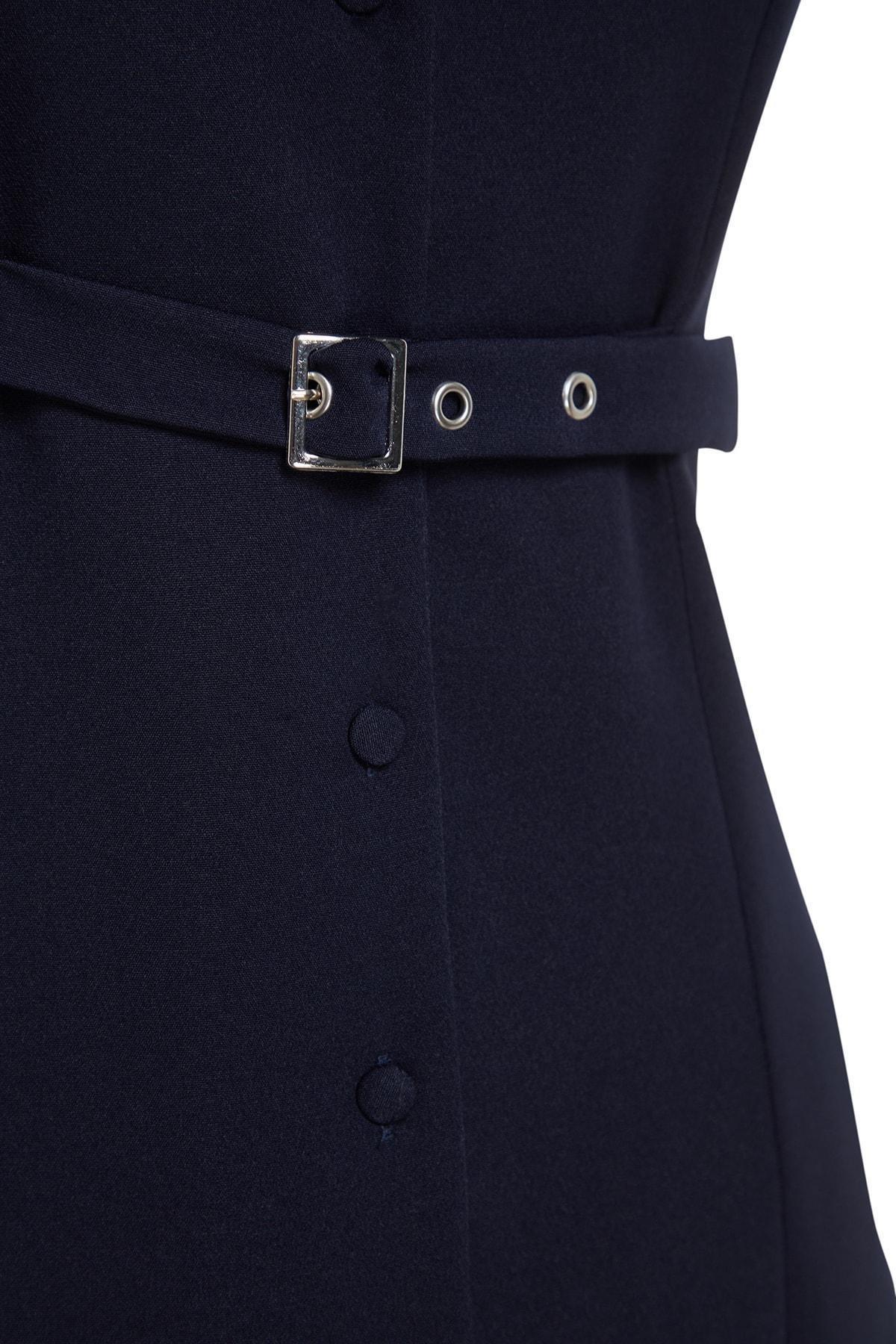 Navy Cache-Coeur Blazer Dress, Dark blue, large image number 5