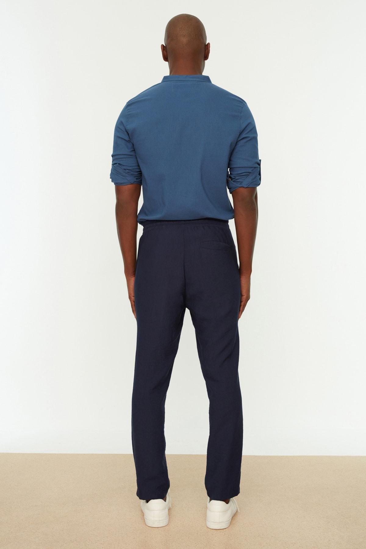 Navy Tapered Skinny Jogger Pants, , large image number 4
