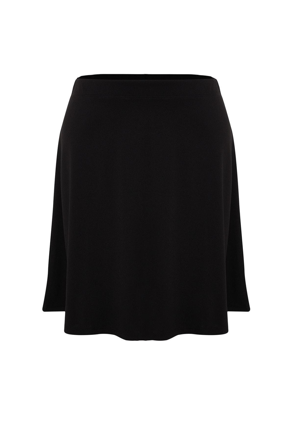 Black Plus Size Flared Mini Skirt, , large image number 0