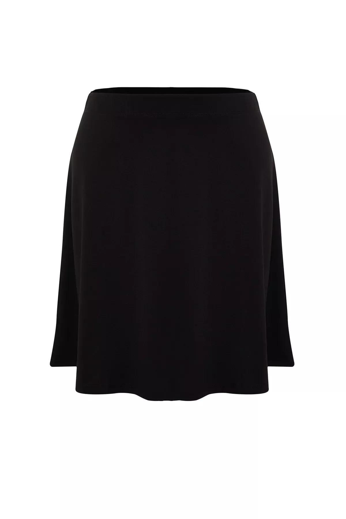 Black Plus Size Flared Mini Skirt, , large image number 6