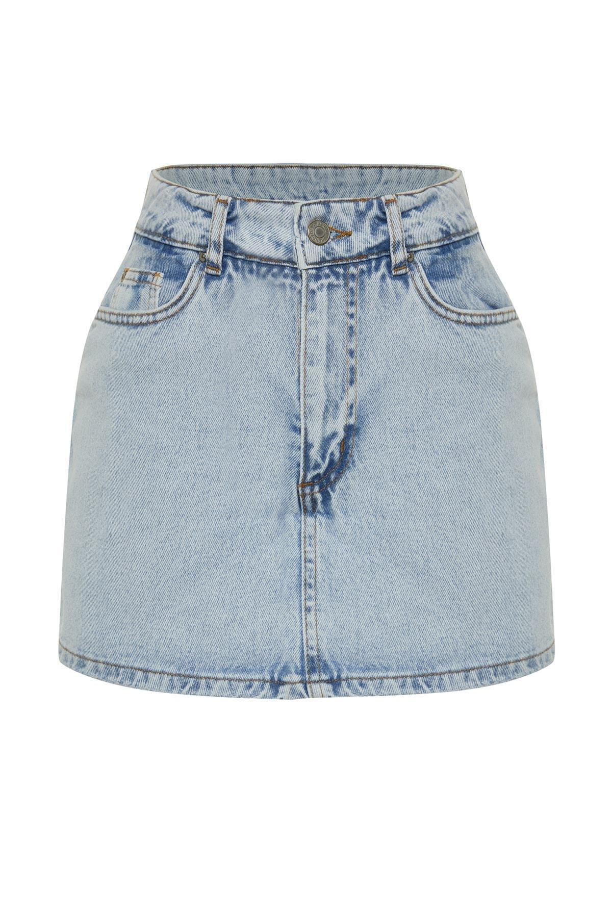 Blue Mid Waist Shorts, , large image number 7