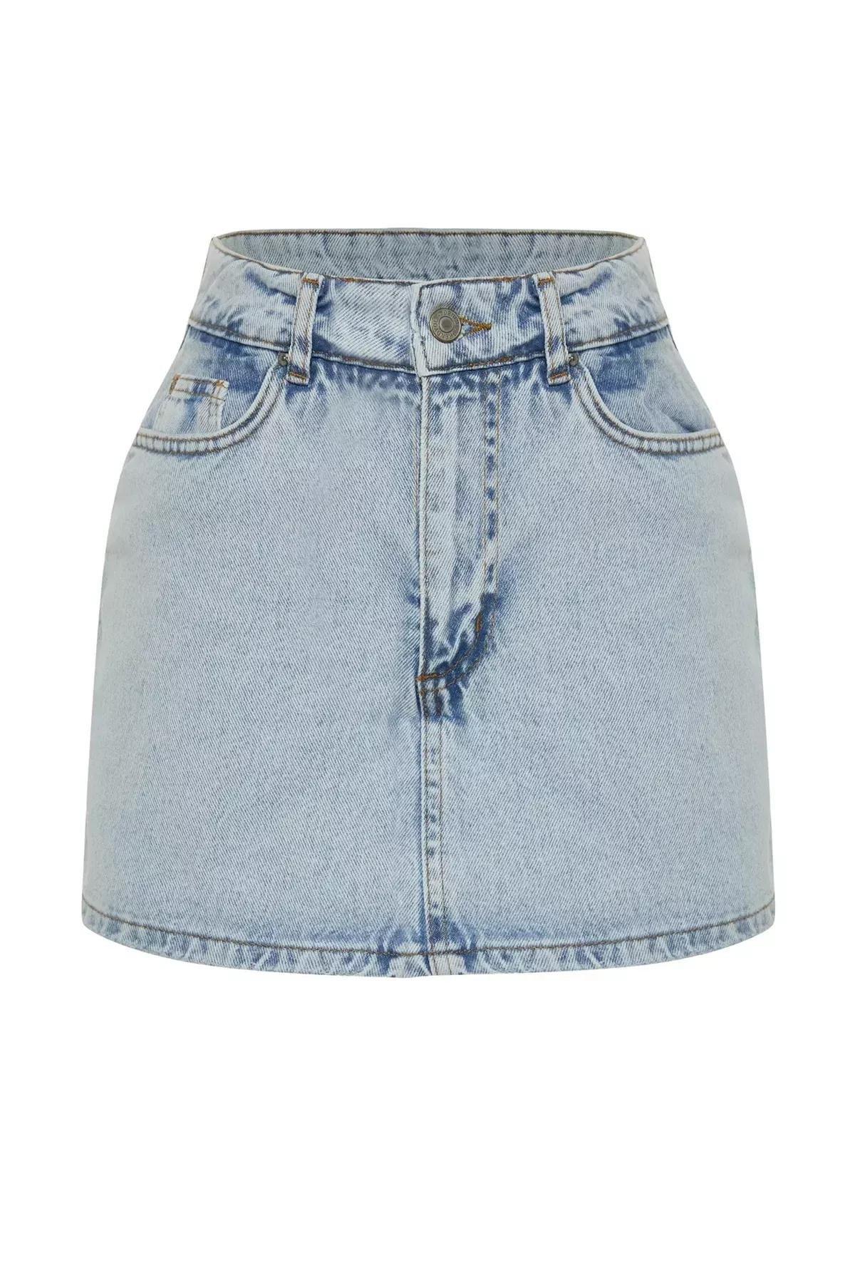 Blue Mid Waist Shorts, Blue, large image number 7