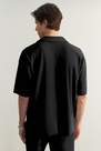 Trendyol - Black Textured Oversize Polo T-Shirt