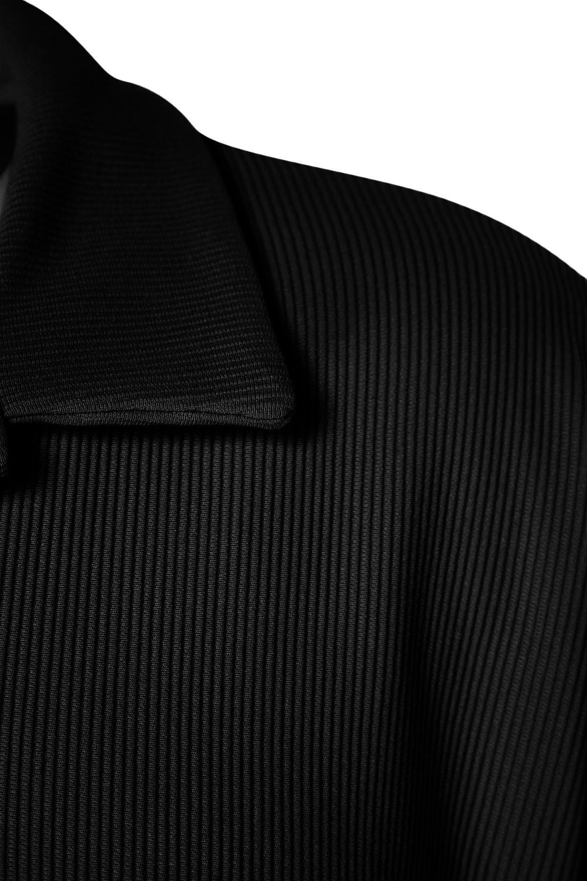 Black Textured Oversized Polo T-Shirt, , large image number 5
