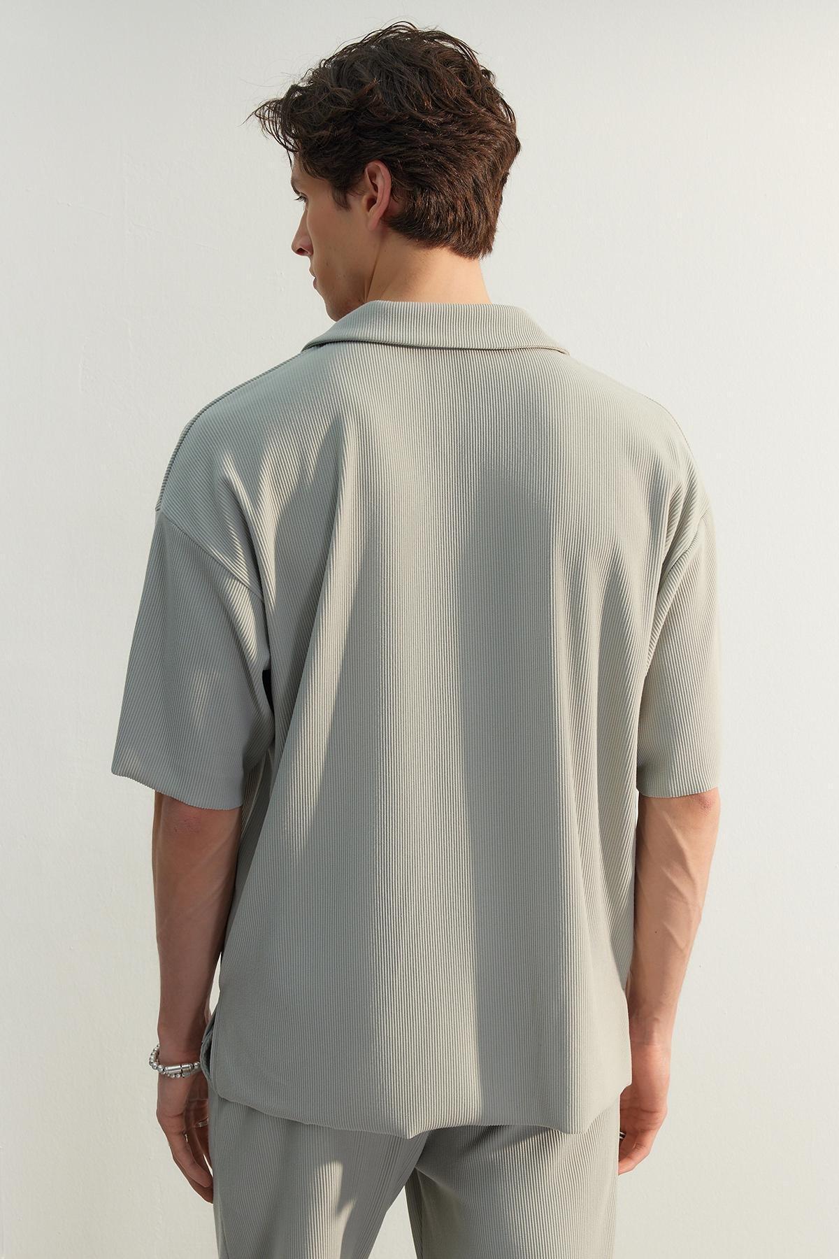 Grey Oversized Polo T-Shirt, , large image number 3