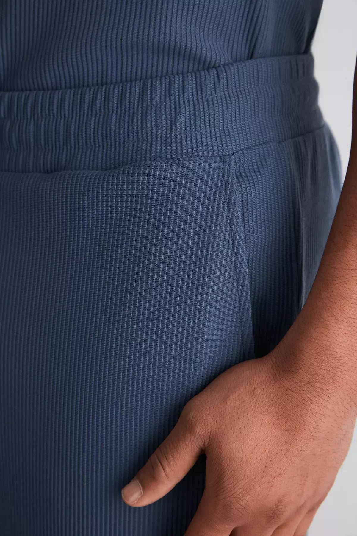 Blue Relaxed Wide Leg Sweatpants, Indigo, large image number 4