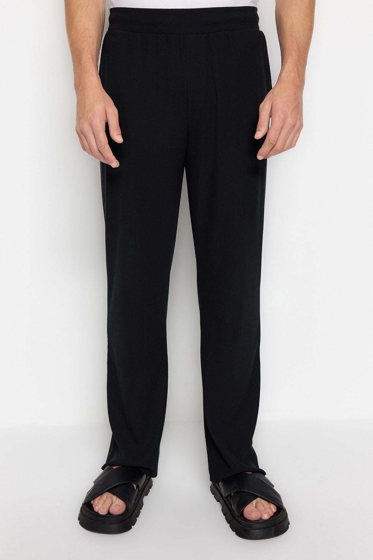 Black Limited Edition Wide Leg Textured Sweatpants, , large image number 3